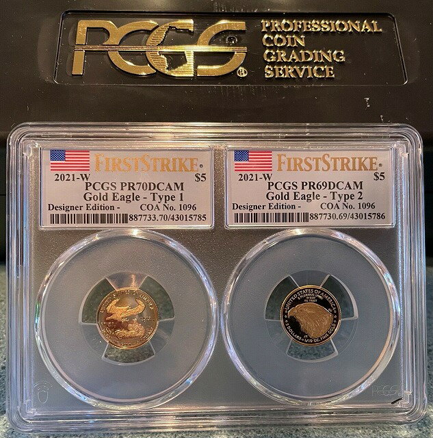  アンティークコイン コイン 金貨 銀貨  2021-W Gold Designer Set FIRST STRIKE PR70/69DCAM PCGS dual encapsulation w/COA