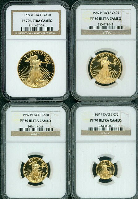 1989 4  å W & P $50 $25 $10 $5   NGC PR70 ץ롼 PF70 !!1...