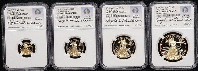 【極美品/品質保証書付】 アンティークコイン 金貨 NGC 2018W Angela Buchanan Early Release Gold Eagle Proof Set of 4 PF70 UC [送料無料] #got-wr-011749-5554