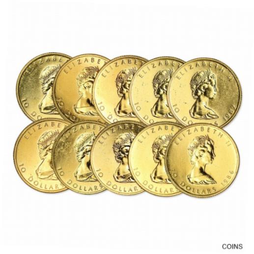 【極美品/品質保証書付】 アンティークコイン 金貨 Random Year 1/4 oz Lot of 10 Canadian Gold Maple Leaf Brilliant Uncirculated [送料無料] #gof-wr-011750-146