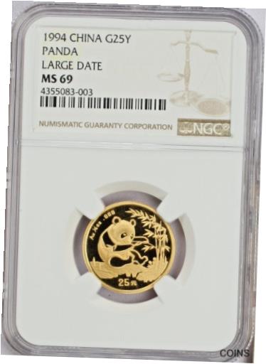 yɔi/iۏ؏tz AeB[NRC RC   [] 1994 1/4 oz Gold Panda Large Date 25 Yuan NGC MS69