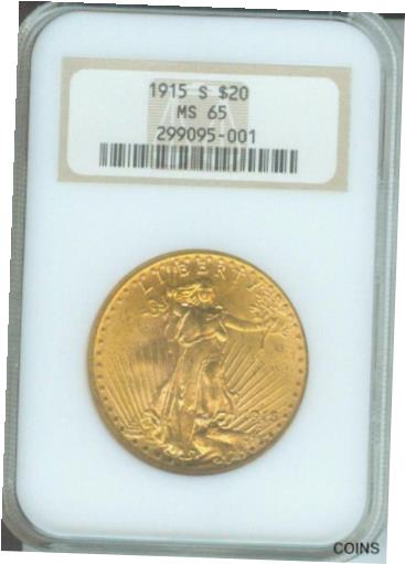 【極美品/品質保証書付】 アンティークコイン 金貨 1915-S $20 ST. GAUDENS GOLD Double Eagle NGC MS65 SAINT MS-65 OLD FAT HOLDER [送料無料] #got-wr-011764-205