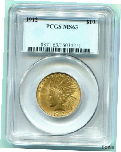 【極美品/品質保証書付】 アンティークコイン 硬貨 1912 ( 1912-P ) $10 INDIAN EAGLE PCGS MS63 MS-63 BETTER DATE Older Holder [送料無料] #oot-wr-011764-301