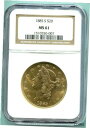 yɔi/iۏ؏tz AeB[NRC d 1885-S $20 LIBERTY DOUBLE EAGLE NGC MS61 Better Date San Francisco Older Holder [] #oot-wr-011764-410