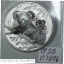 オーストラリア 2018 2オンス .999 シルバー コアラ & ベイビー 次世代 BU ラウンド #07806Australia 2018 2oz .999 Silver Koala & Baby Next Generation BU Round #07806