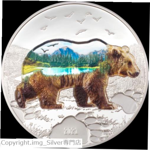  アンティークコイン コイン 金貨 銀貨  2021 Mongolia 1000 Togrog 2 oz Silver Proof Into the Wild Bear UHR Colorized OGP