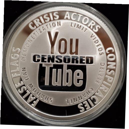 【極美品/品質保証書付】 アンティークコイン コイン 金貨 銀貨 [送料無料] 2022 5oz .999 Silver Shield YouTube Censored Proof InfoIndCom #1 You Tube W/COA