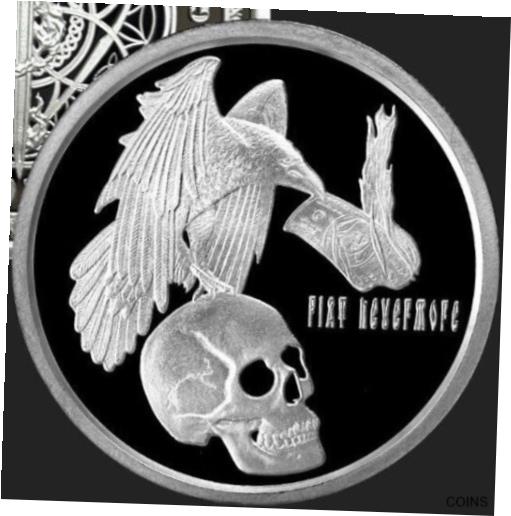 【極美品/品質保証書付】 アンティークコイン コイン 金貨 銀貨 [送料無料] 5 oz silver proof Fiat Nevermore 2021 .999 Pure Fine COA Box Silver Shield SSG