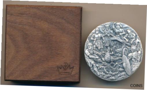 MONARCH CAPTURED DRAGON/VIKING SILVER 5 OZ ULTRA HIGH RELIEF W/BOX-FREE S/H-INV1※関税は当ショップ負担（お客様負担無し）※全国送料無料・海外輸送無料※商品の状態...