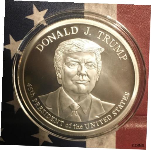 【極美品/品質保証書付】 アンティークコイン コイン 金貨 銀貨 送料無料 DONALD TRUMP 5 OZ .999 SILVER ROUND COIN FREE KEYCHAIN See ALL COLLECTION