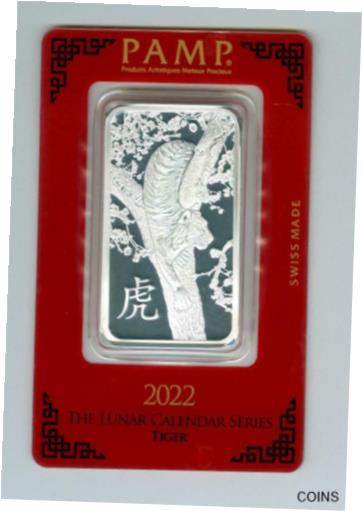 yɔi/iۏ؏tz AeB[NRC RC   [] PAMP SUISSE 2022 YEAR OF THE TIGER 1 OZ .999 FINE SILVER BAR GEM BU