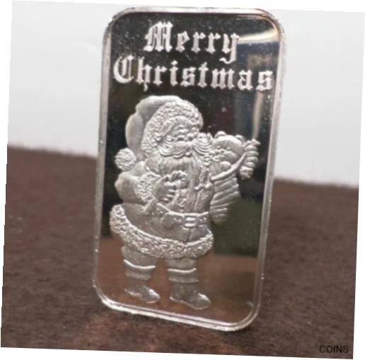 【極美品/品質保証書付】 アンティークコイン コイン 金貨 銀貨 [送料無料] Vintage Merry Christmas American Pacific Mint 1 Troy Ounce .999 Silver Art Bar 1