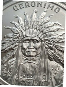 ジェロニモ 1 オンス .999 シルバー ネイティブ ワイルド ウェスト レジェンド アパッチ ガン コルト 45 スーGeronimo 1 oz .999 silver Native Wild West Legend Apache Gun colt 45 Sioux