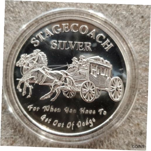 【極美品/品質保証書付】 アンティークコイン コイン 金貨 銀貨 送料無料 NWT Stagecoach 1 oz Troy .999 Silver Divisable Round Prepper cowboy out of dodge