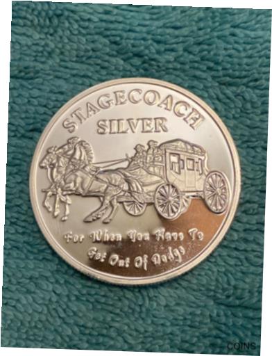  アンティークコイン コイン 金貨 銀貨  Stagecoach Silver 'Get Out of Dodge' 1 Troy OZ .999 Fine Silver Round Nice BU