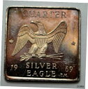 【極美品/品質保証書付】 アンティークコイン コイン 金貨 銀貨 送料無料 1969 Foster Mint Quarter Silver Eagle 1/4oz .999 Silver Square Bar 0.25 Ozt Rare