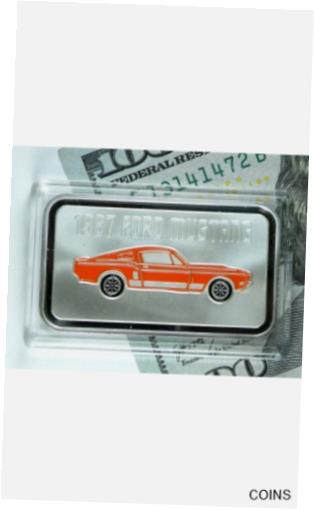 【極美品/品質保証書付】 アンティークコイン コイン 金貨 銀貨 [送料無料] 1 oz .999 Silver ART BAR Orange 1967 Ford Mustang Muscle Car Colorized Enamel