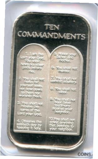  アンティークコイン コイン 金貨 銀貨  Ten Commandments 999 Silver 1 oz Religious Art Medal Moses Christian ounce LG639