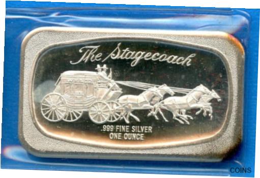  アンティークコイン コイン 金貨 銀貨  1 oz .999 Silver Art Bar - Vintage #39 The Stagecoach