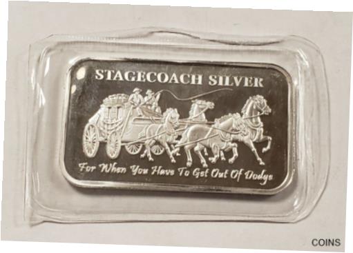  アンティークコイン コイン 金貨 銀貨  1 oz 999 Fine Silver Art Bar - Stagecoach Silver - 1/4 Divisible Bar - SKU-F3540