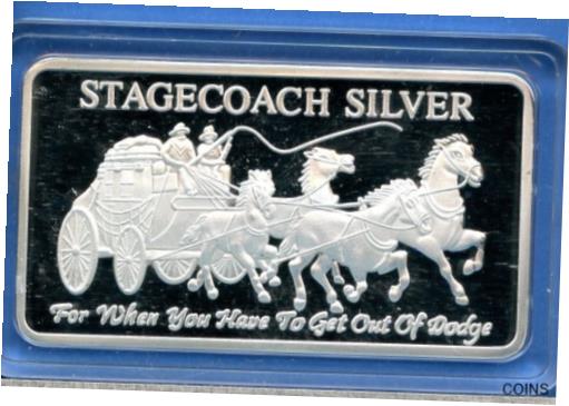  アンティークコイン コイン 金貨 銀貨  1 oz .999 Fine Silver Bar Vintage Art #82 - Stagecoach Silver Divisible Bar
