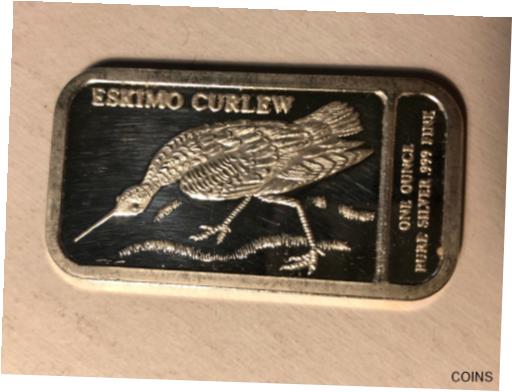 【極美品/品質保証書付】 アンティークコイン コイン 金貨 銀貨 [送料無料] National Audubon Society Eskimo Curlew 1 Ounce .999 Silver Art Bar