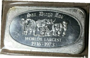 1916-1973 USSC サンディエゴ動物園 .999 1 オンス シルバー バー1916-1973 USSC San Diego Zoo .999 1 Ounce Silver Bar