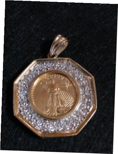 ڶ/ʼݾڽա ƥ    [̵] **1995 Lady Liberty 5 Dollar 1/10 OZ Gold Coin ** Diamond Bezel 10k STUNNING J80