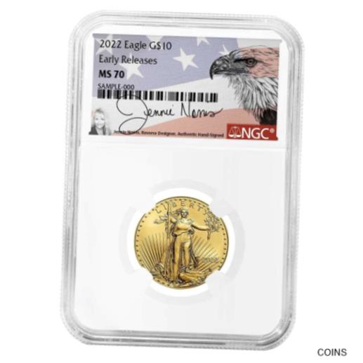 【極美品/品質保証書付】 アンティークコイン コイン 金貨 銀貨 送料無料 2022 10 American Gold Eagle 1/4 oz NGC MS70 ER Jennie Norris Eagle Signature La