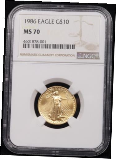 【極美品/品質保証書付】 アンティークコイン 金貨 NGC 1986 $10 1/4 oz Gold Eagle MS70 #44601878-001 **First Year** [送料無料] #got-wr-011922-898