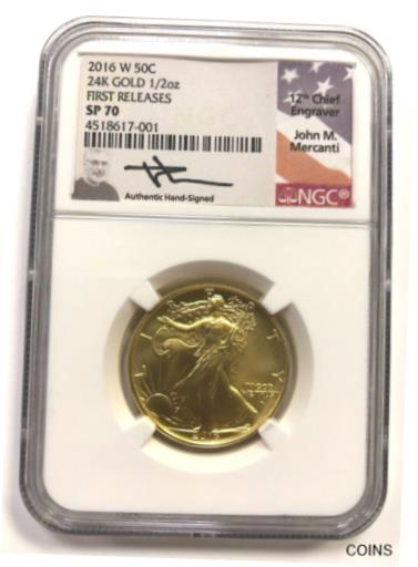 ڶ/ʼݾڽա ƥ  24Kt 2016 W Walking Liberty 50c Signed NGC SP70 .9999 1/2ozt Gold First Release [̵] #got-wr-011924-1431