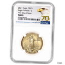 2021 アメリカン ゴールド イーグル タイプ 2 1/2 オンス $25 NGC MS70 初日発行 70 ラベル2021 American Gold Eagle Type 2 1/2 oz $25 NGC MS70 First Day Issue 70 Label(3)
