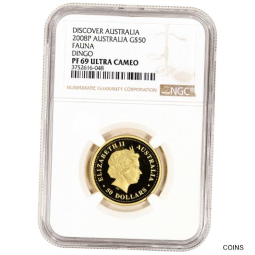 【極美品/品質保証書付】 アンティークコイン コイン 金貨 銀貨 [送料無料] 2008 P Australia Gold 1/2 oz Discover Australia Fauna Dingo Proof $50 - NGC PF69