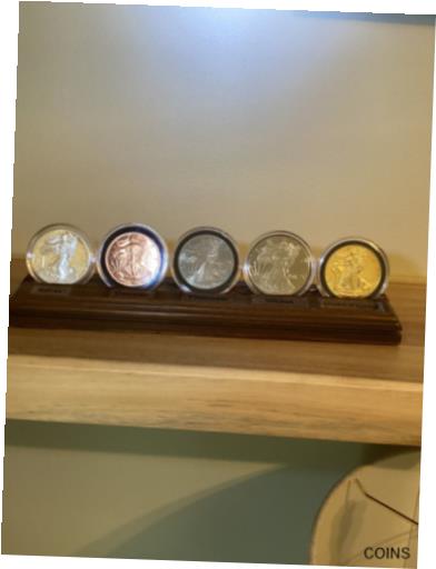 楽天金銀プラチナ　ワールドリソース【極美品/品質保証書付】 アンティークコイン コイン 金貨 銀貨 [送料無料] Coin Set Walking Liberty, 1oz Silver, Titanium, Copper, Nickel, Gold Plate 1oz