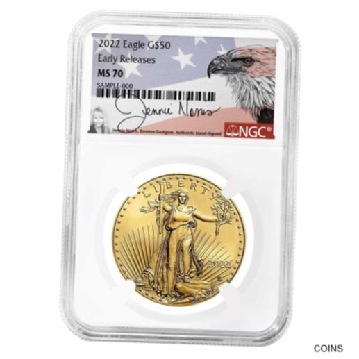 【極美品/品質保証書付】 アンティークコイン 金貨 2022 50 American Gold Eagle 1 oz NGC MS70 ER Jennie Norris Eagle Signature Labe 送料無料 got-wr-011926-2751