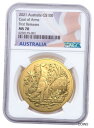 2021 オーストラリア国章 1 オンス ゴールド $100 コイン NGC MS70 FR 国旗ラベル2021 Australia Coat of Arms ...