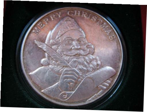  アンティークコイン コイン 金貨 銀貨  1-OZ.CHRISTMAS SANTA 2001 CHECKING CHRISTMAS LIST VINTAGE .999 SILVER COIN+GOLD