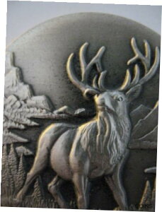 ڶ/ʼݾڽա ƥ    [̵] 1+OZ .925 LONGINES WILDLIFE STERLING SILVER TULE ELK 3D HIGH RELIEF COIN + GOLD