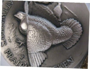 ڶ/ʼݾڽա ƥ    [̵] 1-OZ .925 LONGINES STERLING SILVER PRAIRIE CHICKEN 3D HIGH RELEIF COIN + GOLD