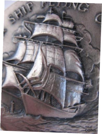 ڶ/ʼݾڽա ƥ    [̵] 1+OZ.LONGINES STERLING SILVER 1851 FLYING CLOUD CLIPPER SHIP3 D RELIEF COIN+GOLD