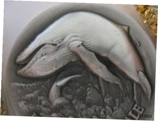 ڶ/ʼݾڽա ƥ    [̵] 1-OZ .925 LONGINES STERLING SILVER HUMPBACK WHALE 3D HIGH RELIEF COIN + GOLD