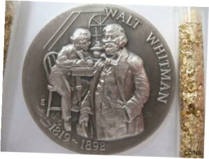 ڶ/ʼݾڽա ƥ    [̵] 1+OZ. LONGINES STERLING SILVER 1819-1892 WALT WHITMAN 3D HIGH RELIEF COIN+GOLD