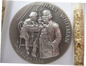 ڶ/ʼݾڽա ƥ    [̵] 1+OZ. LONGINES STERLING SILVER 1819-1892 WALT WHITMAN 3D HIGH RELIEF COIN+GOLD