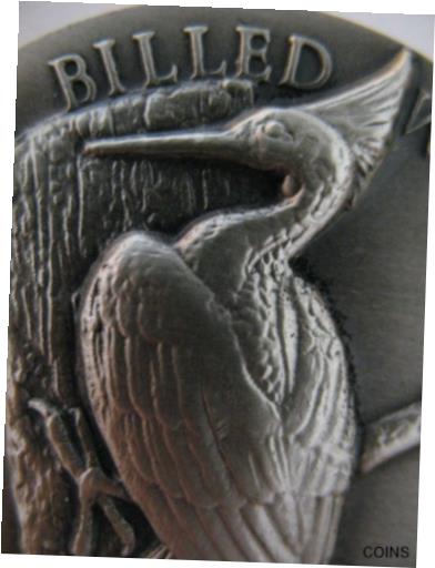 ڶ/ʼݾڽա ƥ 1-OZ .925 LONGINES STERLING SILVER RARE WOODPECKER 3D HIGH RELIEF COIN + GOLD [̵] #ccf-wr-011926-4609