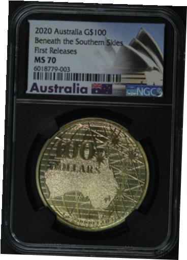 【極美品/品質保証書付】 アンティークコイン 金貨 2020 Australia $100 Gold Beneath The Southern Skies NGC MS-70 First Release [送料無料] #got-wr-011926-853