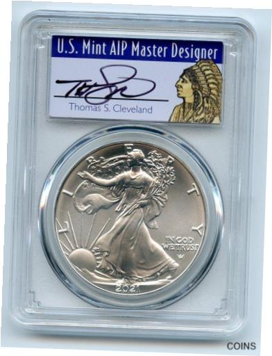 yɔi/iۏ؏tz AeB[NRC RC   [] 2021 $1 Silver Eagle 1oz Dollar Type 2 PCGS MS70 First Strike Cleveland Native