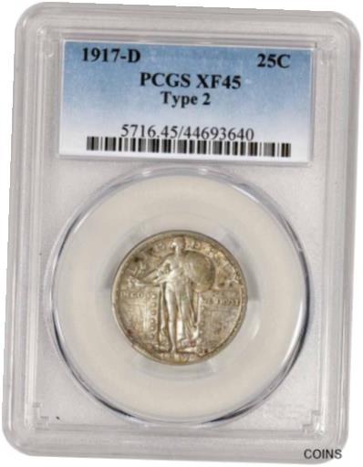 ڶ/ʼݾڽա ƥ    [̵] 1917 D 25C Type 2 Standing Liberty Quarter PCGS XF45 Circulated Coin