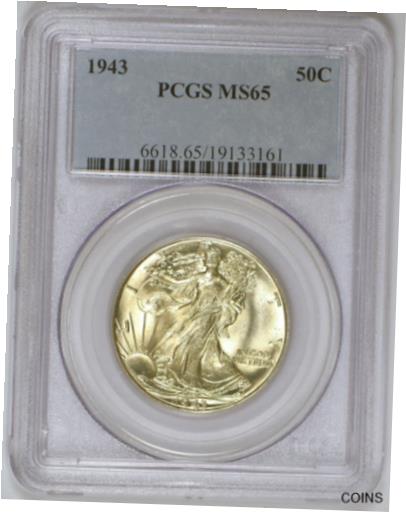 楽天金銀プラチナ　ワールドリソース【極美品/品質保証書付】 アンティークコイン コイン 金貨 銀貨 [送料無料] 1943 Walking Liberty Half Dollar Silver Coin Graded MS65 by PCGS, Uncirculated