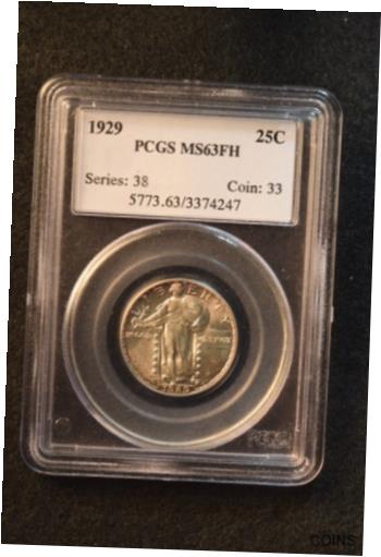 【極美品/品質保証書付】 アンティークコイン コイン 金貨 銀貨 [送料無料] 1929 STANDING LIBERTY QUARTER PCGS CERTIFIED MS--63 FULL HEAD SUPERIOR COIN!#29