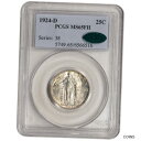 1924 D US スタンディング リバティ シルバー クォーター 25C PCGS MS65 FH フルヘッド CAC 検証済み1924 D US Stand...